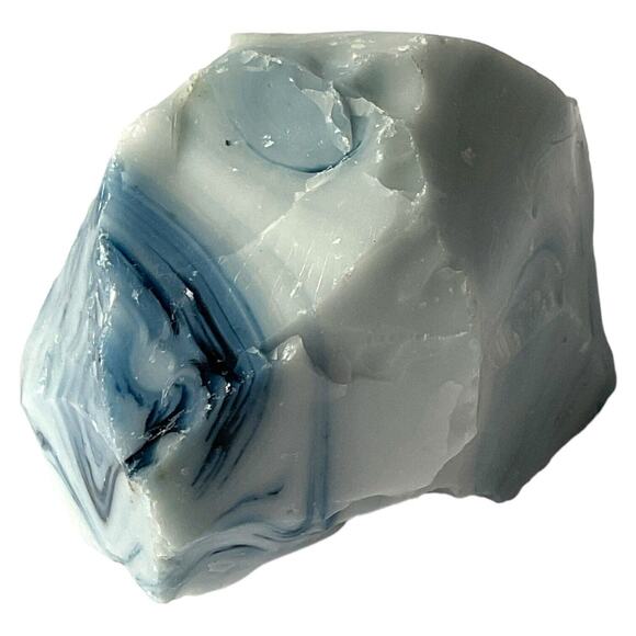 Cobalt Swirl Milk Glass Art Glass Cullet Glowing Manganese Slag Glass #4GL134 - Picture 2 of 7